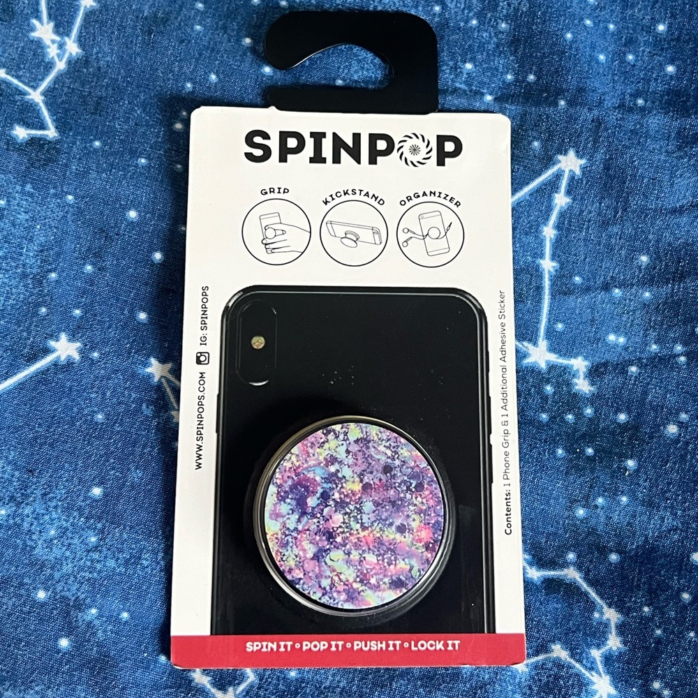 💜 Spinpop Purple & Blue Glitter Phone Grip and Stand